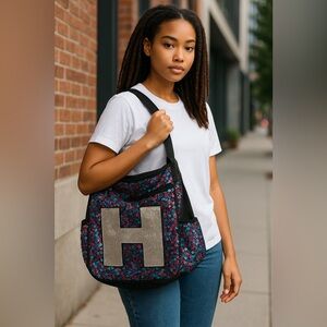 Justice Multicolor Sequin Bag with Silver “H” initial